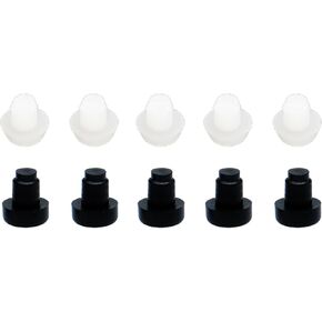 uxcell 6mm Blanking End Caps Plastic Round Tubing Tube Insert Cover White 16pcs and 6mm Black Stem Bumpers Glide 32pcs