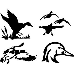 MAF - 4 Pack- Duck Head Hunting Mallards Duck Wood Duck Hunter Hunting Decal Flying Geese Ducks Decal Vinyl Decal Sticker for Cars LAPTOPS Walls Windows Toolbox Gift