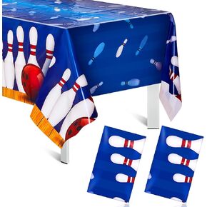 Preboun 3 Pcs Bowling Party Tablecloth 51" x 87" Bowling Party Decorations Bowling Ball Rectangular Table Cover Waterproof Tabletop Plastic Bowling Birthday Party Supplies for Kitchen Dining
