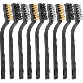 15PCS Mini Wire Brush Set Nylon Brass Stainless Steel Wire Brushes for Cleaning Dust Welding Slag and Rust