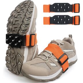 Ice Cleats Snow Traction Cleats for Walking on Snow and Ice Mid-Sole Non-Slip Crampons with Adjustable Straps 7 Tungsten Studs for Grippers Anti Slip Traction Cleats for Walking Jogging Hiking