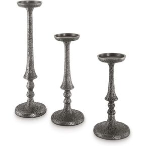 Signature Design by Ashley Eravell Casual Candle Holder Set for Pillar Candles, Set of 3, Gray
