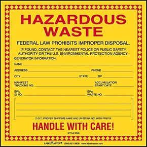 Labelmaster WM8 Standard Waste Label, Stock PVC-Free Film, 6" x 6" (Pack of 100)