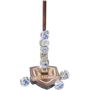 Baseball Ring Holder,Wooden Championship Ring Display Holder,Softball Ring Holder,Sports Ring Holder,Engraved with Delicate Patterns and Words.Baseball Ring Stand Can Hold 15 Rings