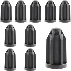 10PCS 43.5mm Length Black Plastic Caster Socket Caster Sleeve Round Inserts Chair Caster Wheel Bar Inserts for Protecting Chair Leg and Floor