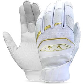 Axe Pro-Fit Batting Gloves White/Gold Cabretta Leather Adult XXL
