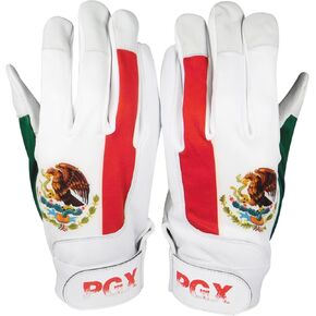 PGX Mexico Baseball Batting Gloves Pitted Leather Lycra Spandex Backing (Large)