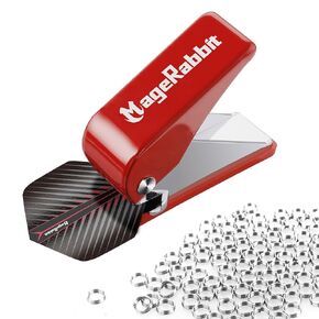Dart Punch Tool, Dart Flight Hole Punch with 100 Metal O Rings, Dart Accessories Puncher for PET Flights,Dart Flight Punch Tool