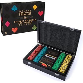 Spin Master Games، مجموعة لعبة البوكر Cardinal Legacy Deluxe المكونة من 200 قطعة، رقائق البوكر الفاخرة ذات اللون المزدوج في حقيبة تخزين خشبية، هدايا للمراهقين، للأعمار من 10 سنوات فما فوق in Kuwait