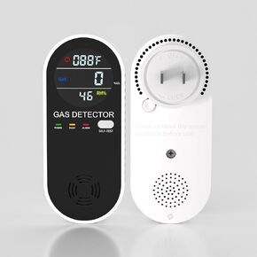 Natural Propane Gas Detector,3 in 1 Plug-in Combustible Gas Leak Detector Monitor(Gas, Temperature and Humidity Display) for Home & RV Leak Alarm for LNG, LPG, Methane (1)