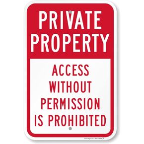 SmartSign Private Property Access Without Permission Prohibited Sign - 2-Pack, 12" x 18", 80 mil Thick Aluminum Composite (ACM), Pre-Drilled Holes, Red and White, Made in USA