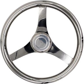 MARINE CITY 316 Grade Stainless Steel Smooth Finish Sports Steering Wheel 3 Spoke 13-1/2 Inches for Marines – Boats – Yachts – Ships (Pack of 1)