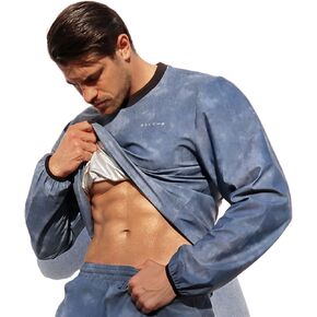 Sauna Suit for Men Weight Loss Sauna Sweatshirts Pant 2 Piece Set Gym Workout Set Sweat Suits Boxing Clothes