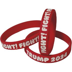 3 Pack TRUMP 2024 FIGHT! FIGHT! FIGHT! Debossed Rubber Bracelets - Quality Thick Silicone Wristbands
