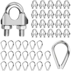 3/16 بوصة مشبك كابلات M5 حبل كليب ، 304 سلك فولاذي مقاوم للصدأ حبل كابل كليب المشبك كشتبان مناسبة لحبل سلك 3/16 بوصة in Kuwait