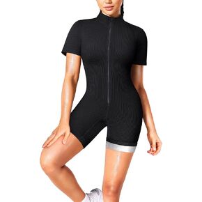 بدلة ساونا لتدريب الخصر من Junlan للنساء، قميص بدلة رياضية مضلع لكامل الجسم in Kuwait