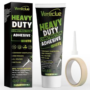 Construction Adhesive Heavy Duty, 7.4 Ounce Cement Glue, 1 Tube Concrete Glue, Versatile Concrete Glue for Tile, Cement, Stone, Floor, Wall and More