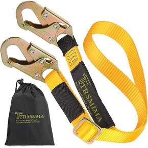 TRSMIMA Tree Climbing Safety Lanyard - 4ft to 6ft Adust Fall protection Webbing Belt Hunting Roof Strap Double Rebar Hook