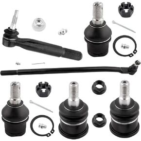6Pcs Upper Lower Ball Joint Inner Outer Tie Rods 2Nd Design Fit For Dodge Ram 1500 2008, For Dodge Ram 2500 3500 2003-2010, For Ram 2500 3500 2011-2013 Replace# ES800558 ES800532 K7460 K7467