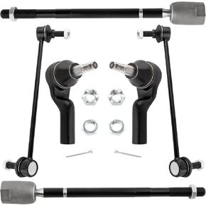 4Pcs Suspension Kit Front Inner Outer Tie Rods + Stabilizer Sway Bars End Link Set Fit For Lincoln Continental 1995 1996 1997 1998 19999 2000 2001 2002 Replace# EV318 ES3307 K8734 K8735