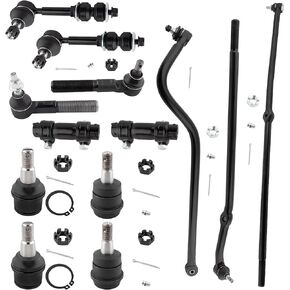 13Pc Front Tie Rod Drag Link + Adjusting Sleeve + Track Bar + Sway Bar + Ball Joints Fit For Dodge Ram 2500 3500 2000-2002 Replace# K7397 K7394 K7453 ES3526 ES3527 DS1462 DS1413 ES2012 DS1460