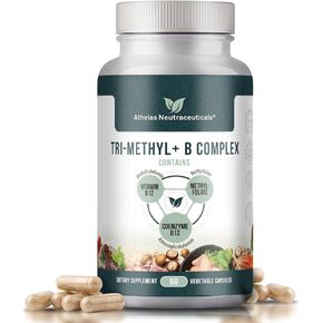 Tri-Methyl+ B Complex - Full Spectrum Methyl B Complex Vitamin Supplement with Active Forms of B12 Methylcobalamin, Adenosylcobalamin, and Methylfolate - Methylated B Vitamins