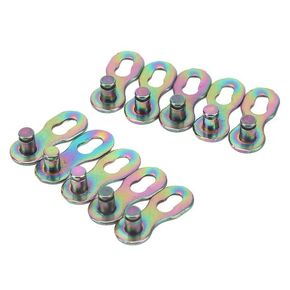 Reusable Bicycle Chain Master Links, 5 Pairs Rainbow, for 11 Speed Road & Mountain Bikes, Magic Quick Release Connector, Bike Metal Magic Joint Missing Link