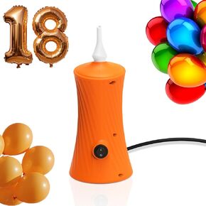 Electric Air Balloon Pump, Portable Long Animal Balloon Pump Electric Blower Machine Orange 110-120V 30W Balloon Electric Pump Inflator for for Party/Wedding/Birthday Decorations