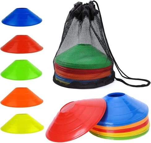 20 قطعة من مخاريط حقل الرشاقة من Laiiqi، قرص علامات كرة القدم مع حقيبة شبكية، مخاريط قرص احترافية لتدريب كرة القدم، أقلام تحديد ميدانية منخفضة للأطفال والكبار in Kuwait