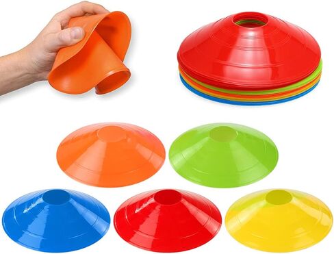 20 قطعة من مخاريط حقل الرشاقة من Laiiqi، قرص علامات كرة القدم مع حقيبة شبكية، مخاريط قرص احترافية لتدريب كرة القدم، أقلام تحديد ميدانية منخفضة للأطفال والكبار in Kuwait