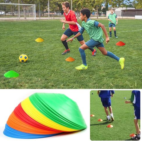 20 قطعة من مخاريط حقل الرشاقة من Laiiqi، قرص علامات كرة القدم مع حقيبة شبكية، مخاريط قرص احترافية لتدريب كرة القدم، أقلام تحديد ميدانية منخفضة للأطفال والكبار in Kuwait