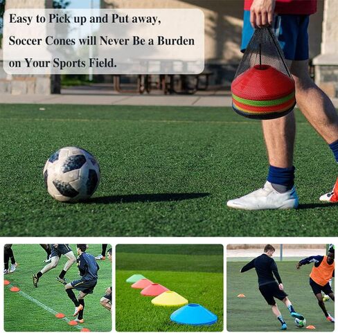 20 قطعة من مخاريط حقل الرشاقة من Laiiqi، قرص علامات كرة القدم مع حقيبة شبكية، مخاريط قرص احترافية لتدريب كرة القدم، أقلام تحديد ميدانية منخفضة للأطفال والكبار in Kuwait