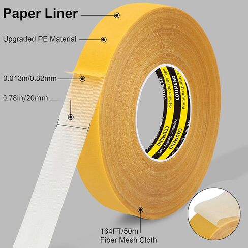 COUMENO Double Sided Tape Heavy Duty Mounting Tape 2" X 66FT(20m) Universal Clear Removable Double Dided Tape Strong Wall Adhesive for Home Office in Kuwait