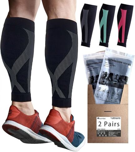 Calf Compression Sleeve For Men & Women(2 Pairs) Leg Compression Sleeve,Compression Socks,Athletic Socks,Pain Relief in Saudi Arabia