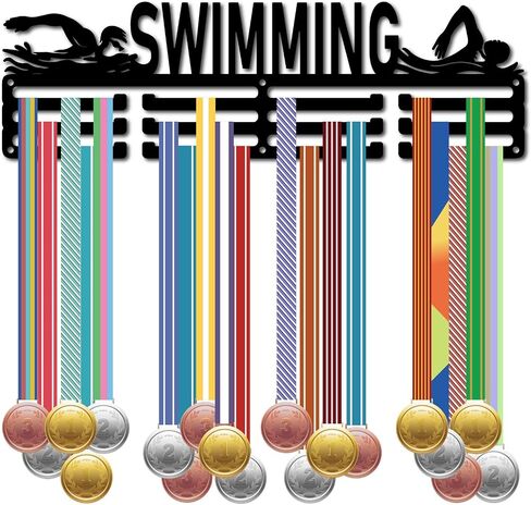 CREATCABIN Boxing Medal Holder Display Hanger Medal Wall Mount Frame Shelf Sports Medals Hanger Black Wall Decor Medal Organizer Rack for Hanging 60 Medals Ribbon Runner Football 15.7x6 Inch in Saudi Arabia