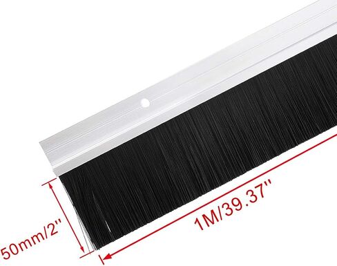 uxcell Door Brush Bottom Sweep Silver Tone h-Shape Aluminum Alloy Holder with 2-inch PP Silicone Soft Brush, 1000mm x 72mm(Approx 39.37-inch x 2.83-inch) in Kuwait