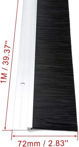 uxcell Door Brush Bottom Sweep Silver Tone h-Shape Aluminum Alloy Holder with 2-inch PP Silicone Soft Brush, 1000mm x 72mm(Approx 39.37-inch x 2.83-inch) in Kuwait