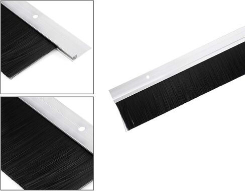 uxcell Door Brush Bottom Sweep Silver Tone h-Shape Aluminum Alloy Holder with 2-inch PP Silicone Soft Brush, 1000mm x 72mm(Approx 39.37-inch x 2.83-inch) in Kuwait