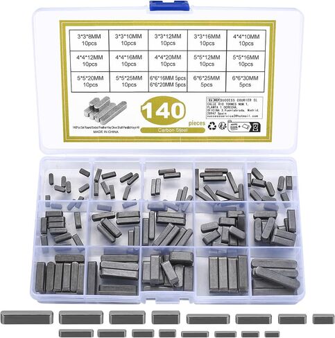 140 Pcs Round Ended Feather Key, Parallel Drive Shaft Keys, Key Stock Assortment Set, Drive Shaft Parallel Keys, Shaft Feather Key, Keyway for Fasteners Industry Mechanical, 3mm 4mm 5mm 6mm(140Pcs) in Saudi Arabia