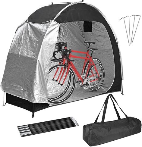 Instellar Bike Storage Tent, Waterproof 210D Silver Coated Oxford with Window Design, Portable Outdoor Bike Covers Storage Shed Tent for Backyard Garden Camping (Black) in Saudi Arabia