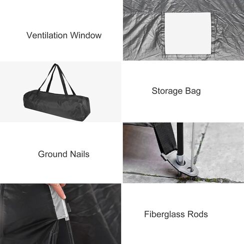 Instellar Bike Storage Tent, Waterproof 210D Silver Coated Oxford with Window Design, Portable Outdoor Bike Covers Storage Shed Tent for Backyard Garden Camping (Black) in Saudi Arabia