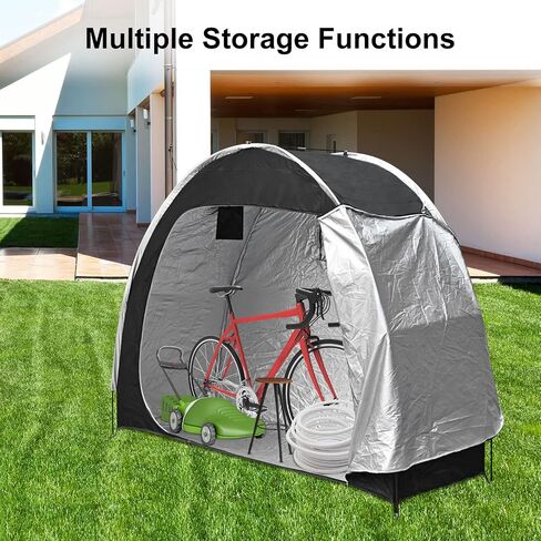 Instellar Bike Storage Tent, Waterproof 210D Silver Coated Oxford with Window Design, Portable Outdoor Bike Covers Storage Shed Tent for Backyard Garden Camping (Black) in Saudi Arabia