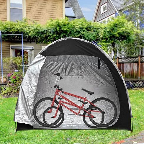 Instellar Bike Storage Tent, Waterproof 210D Silver Coated Oxford with Window Design, Portable Outdoor Bike Covers Storage Shed Tent for Backyard Garden Camping (Black) in Saudi Arabia