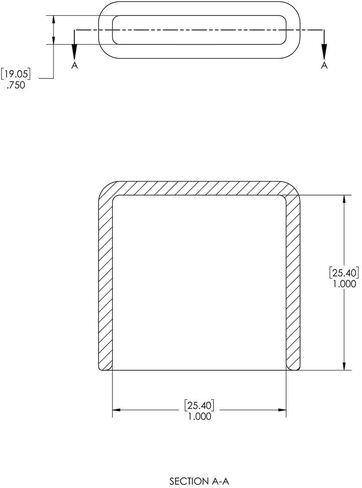 Caplugs 99390558 Plastic Rectangular Finishing Cap with Flat End Grip. VRF-750X1000-16, Vinyl, Length 1.000" ID 1.000", Black (Pack of 40) in Saudi Arabia