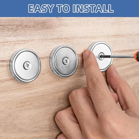 2 Pack Neodymium Cup Magnets,110lbs+ Rare Earth Cup Magnets with Heavy Duty Countersunk Hole and Screws, Large Disc Round Waterproof Magnet with Hole for Wall Mount, Door,Workplace,Outdoor in Kuwait