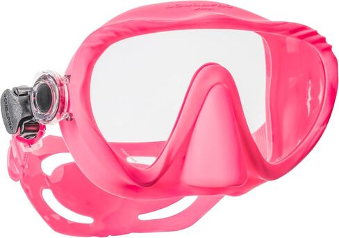 قناع الغوص SCUBAPRO Ghost Scuba، تصميم منخفض الحجم بدون إطار مع عدسة واحدة فائقة الوضوح، وتنورة من السيليكون وأبازيم حزام سهلة الضبط، وردي in Saudi Arabia