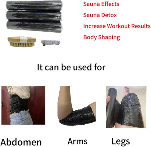 Black Osmotic Wraps- Plastic Wraps with Dry Brush for Body Relaxing& Workout &Sweat Enhancer& 25CM*60M in Saudi Arabia