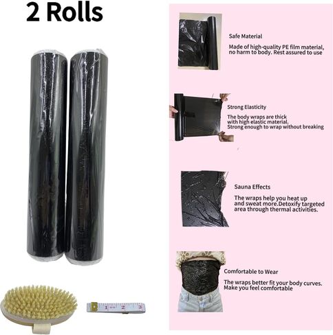 Black Osmotic Wraps- Plastic Wraps with Dry Brush for Body Relaxing& Workout &Sweat Enhancer& 25CM*60M in Saudi Arabia