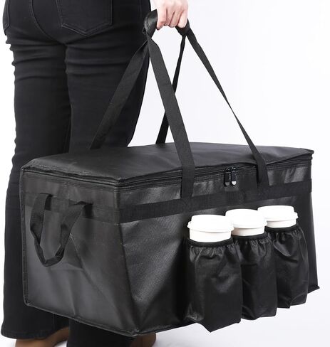 حقيبة توصيل الطعام المعزولة من musbus مع حاملات أكواب/حاملات مشروبات ممتازة مقاس XXL، رائعة للمشروبات والبقالة والبيتزا والجودة التجارية الساخنة والباردة in Kuwait