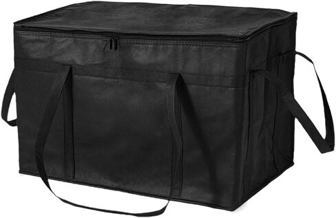 حقيبة توصيل الطعام المعزولة من NKA، حقيبة بيتزا كبيرة، حقيبة بقالة معزولة XXXL، حقيبة تبريد معزولة وسخان الطعام لتوصيل الطعام وتسوق البقالة مع سحاب علوي، حقيبة توصيل البيتزا، أسود in Kuwait